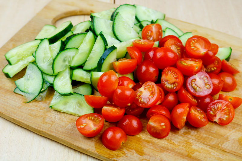 Chopped Vegetables On A Cutting Board