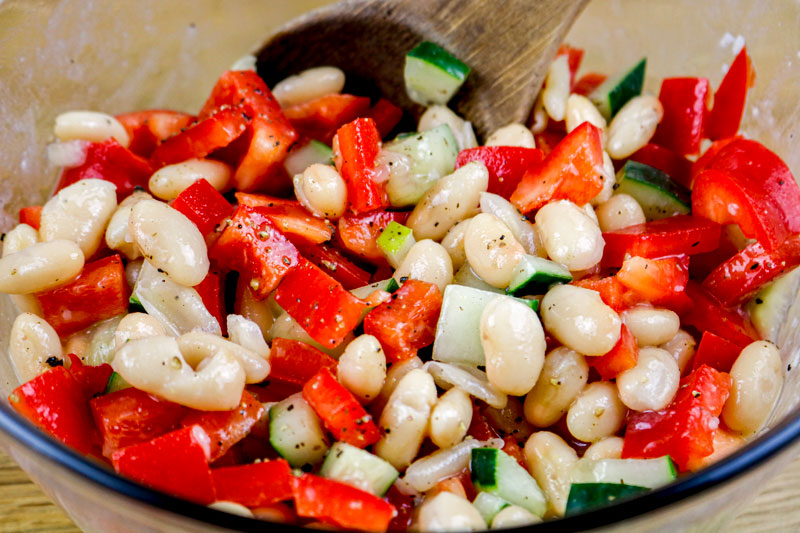 A Glass Bowl Of Bean Salad