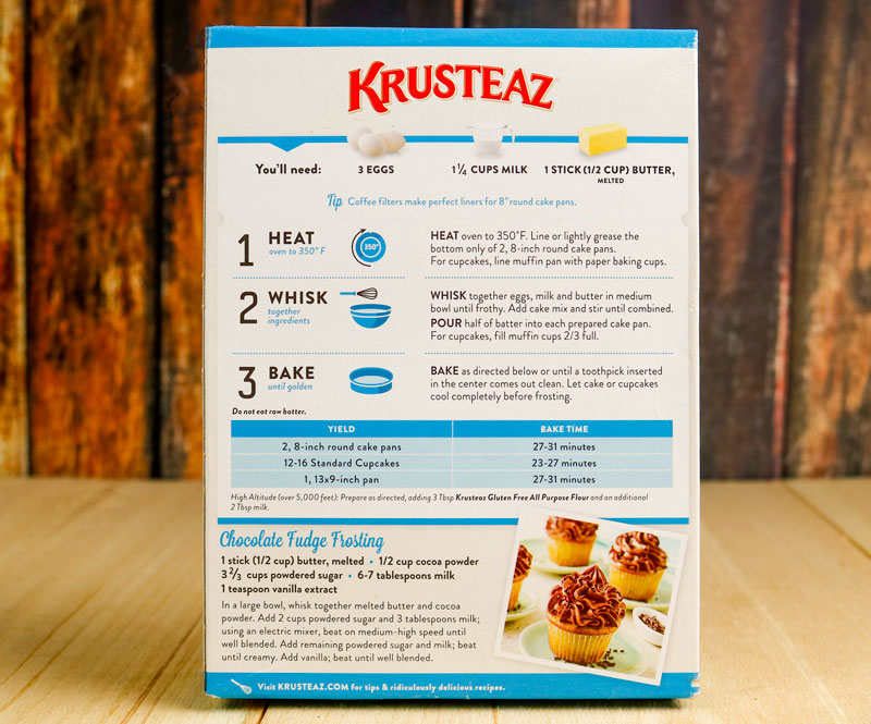 Back Of Krusteaz Cake Box