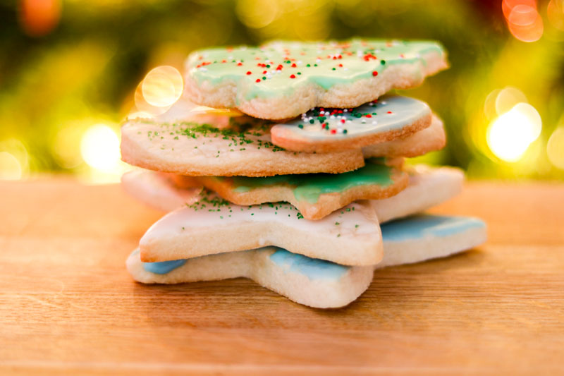 Stack Of Sugar Cookies By The Christmas Tree