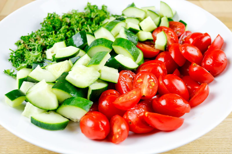 Chopped Vegetables and Herbs