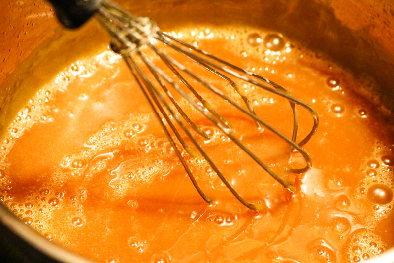 Adding The Cream to Caramel Sauce