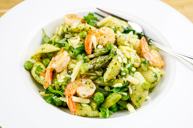 Avocado Pasta With Shrimp