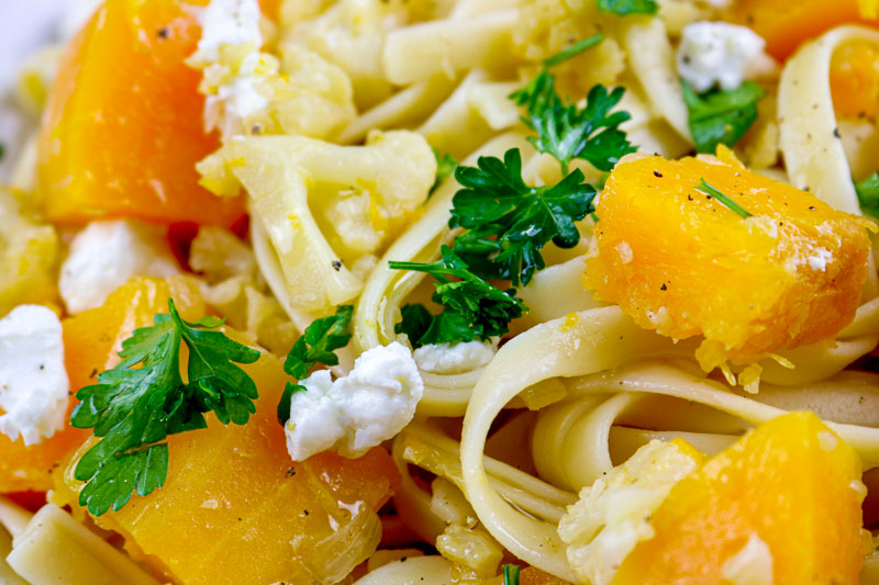A Close Up Shot Of Butternut Squash Pasta